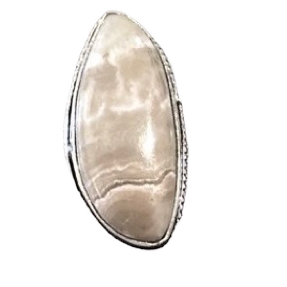 💕 Natural beige tones, calcite size 8.5 silver plated stamped 925 - Picture 2 of 4